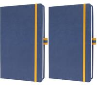 Sigel LS104 Notebook, A5, Squared, hardcover - Ideal as a Diary, Bullet Journal, idea Book, Writing Book - 176 Pages, Blue/Yellow - Linsescape (Pack of 2)