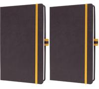 Sigel LS107 Notebook, A5, Lined, hardcover - Ideal as a Diary, Bullet Journal, idea Book, Writing Book - 176 Pages, Dark Grey/Yellow - Linsescape (Pack of 2)
