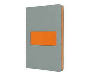 Sigel LS200 Notebook Linescape - approx. A5 - squared - hardcover - light grey/neon orange - multi-functional elastic strap - 176 p. - FSC-certified