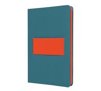 Sigel LS205 Notebook Linescape - approx. A5 - lined - hardcover - ocean blue/neon orange - multi-functional elastic strap - 176 p. - FSC-certified
