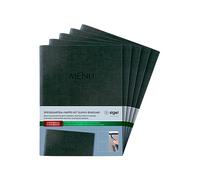 SIGEL SM207 Set of 5 Menu folders with elastic cord,with 2 Transparent Pocket for 8 DIN A5 Sheets, embossing Menu, anthracite