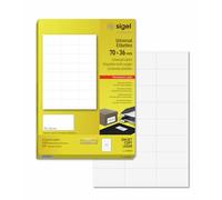 SIGEL Multipurpose Labels A4 | LA132, 2400 labels, 7 x 3.6 cm, inkjet/laser/copier compatible, 100 sheets, white