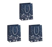 SIGEL Premium Gift Bag 17.50 x 23 cm - Pack of 3 | GT111, Christmas, midnight blue and silver