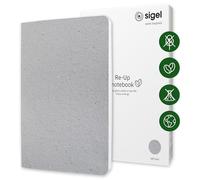 Sigel Re-Up Notebook A5 140x200x10mm Softcover Made Of Coffee Husks Pages Made Of Cotton Waste Vegan 100 100gsm Ruled Pages Light Grey - RU101