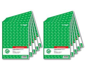 SIGEL SD011/10 Delivery Notes A5, 2 x 40 Sheets, Self-Copying, Pack of 10, Micro-Perforated, with Filing Punch, Made from Sustainable Paper