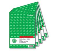 SIGEL SD012/5 Delivery Notes A5, 3 x 40 Sheets, Self-Copying, Pack of 5, Micro-Perforated, with Filing Punch, Made from Sustainable Paper