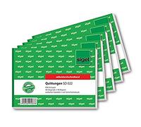 SIGEL SD022 Receipt Pad A6 Landscape Pack of 5 2 x 40 Sheets Self-Copying with 1 Duplicate Micro-Perforated Sustainable Paper