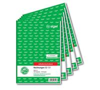 SIGEL SD131/5 Invoices Consecutively Numbered, A5, 2 x 50 Sheets, Self-Copying, Pack of 5