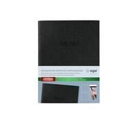 SIGEL SM203 Menu folder - 1 piece - incl. 2 double clear pockets for 8 pages - rubber binding - A5 - black