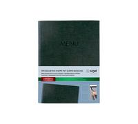 SIGEL SM207 Menu folder with elastic cord,with 2 transparent pockets for 8 sheets DIN A5, embossing Menu, anthracite