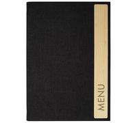 SIGEL SM220 Menu Folder - Bambus - 1 piece - incl. 2 Double Clear Pockets for 8 Pages - Rubber Binding - A4 - Dark Grey/Beige