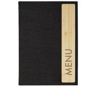 SIGEL SM221 Menu Folder - Bambus - 1 piece - incl. 2 Double Clear Pockets for 8 Pages - Rubber Binding - A5 - Dark Grey/Beige