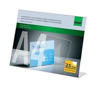 SIGEL Sign Holder TA211 - Slanted A4 Landscape, Single-sided, UV-resistant Acrylic, Transparent