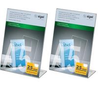 Sigel TA212 Sign Holder, slanted, for A5, single-sided presentation, uv resistant acrylic, transparent, 1 Piece (Pack of 2)