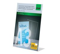 SIGEL TA213 Sign Holder, slanted, for A3, single-sided presentation, uv resistant acrylic, transparent, 1 Piece