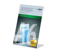 SIGEL TA214 Sign Holder, slanted, for A6, single-sided presentation, uv resistant acrylic, transparent, 1 Piece