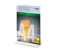 SIGEL TA220 Sign Holder, upright, for A4, double-sided presentation, uv resistant acrylic, transparent, 1 Piece