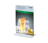 SIGEL TA222 Sign Holder, upright, for A5, double-sided presentation, uv resistant acrylic, transparent, 1 Piece