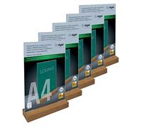 SIGEL TA256 Vertical table top display, acrylic, with oak base, for A4, 5 Pieces