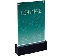 SIGEL TA422 LED Sign Holder, upright, for A5, illuminated double-sided presentation, acrylic, transparent, 1 Piece