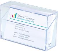 SIGEL VA110 Business Card Box, for up to 100 cards (max. 8,6 x 5,6 cm), clear