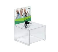 SIGEL VA151 Lockable Promotional Box / Suggestion Box, 15 x 22 x 15 cm, with insert panel, acrylic, transparent