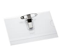 SIGEL ZB200 Name Badges, for 5.4 x 9 cm, with combi-clip, transparent, 50 Pieces