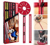 Sigerio Upgraded Design 4 in 1 Router Milling Groove Bracket, Adjustable Router Circle Cutting Jig, Router Guides and Cabinet Hardware Jig, Multifunctional Router Jig Tool for Woodworking (Red)
