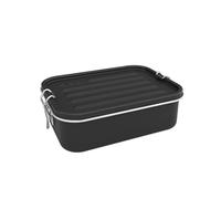 Sigg Gemstone Box Obsidian Black Lunch Box, Stainless Steel Lunch Box with Leak-Proof Silicone Rim, Divided Lunch Box for Lunch and Leftovers