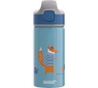Sigg - Aluminium Kids Water Bottle - Fox - With Straw - Leakproof - Lightweight - BPA Free - School & Sports - Light Blue - 0.4L