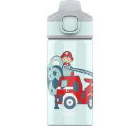 Sigg - Aluminium Kids Water Bottle - Miracle Fireman - With Straw - Leakproof - Lightweight - BPA Free - Climate Neutral Certified - School & Sports - Light Blue - 0.4L