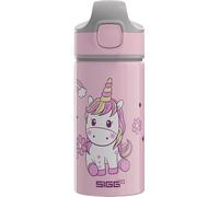Sigg - Aluminium Kids Water Bottle - Miracle Happy Unicorn - With Straw - Leakproof - Lightweight - BPA Free - School & Sports - pink - 0.4L