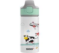 Sigg - Aluminium Kids Water Bottle - Miracle Kids I Love Switzerland - With Straw - Leakproof - Lightweight - BPA Free - Climate Neutral Certified - School & Sports - White - 0.4L