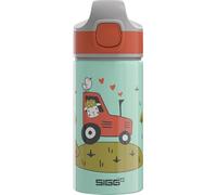 Sigg - Aluminium Kids Water Bottle - Miracle Tractor Farm - With Straw - Leakproof - Lightweight - BPA Free - School & Sports - Light green - 0.4L
