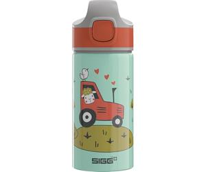 Sigg - Aluminium Kids Water Bottle - Miracle Tractor Farm - With Straw - Leakproof - Lightweight - BPA Free - School & Sports - Light green - 0.4L