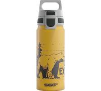 Sigg - Aluminium Kids Water Bottle - WMB ONE Brave Bear - Suitable For Carbonated Beverages - Leakproof - Lightweight - BPA Free - Climate Neutral Certified - Yellow - 0.6L