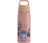 Sigg - Aluminium Kids Water Bottle - WMB ONE Disney Stitch - Suitable For Carbonated Beverages - Leakproof - Lightweight - BPA Free - Climate Neutral Certified - Pink - 0.6L
