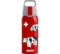 Sigg - Aluminium Water Bottle For Kids - WMB ONE Swiss Cows - Suitable For Carbonated Drinks - Leakproof - Lightweight - BPA Free - Climate Neutral Certified - School & Sports - Red - 0.6L
