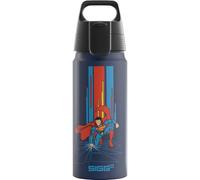 Sigg - Aluminium Water Bottle For Kids - WMB ONE Superman - Suitable For Carbonated Drinks - Leakproof - Lightweight - BPA Free - CO2 Neutral Certified - School & Sports - Blue - 0.6L
