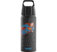 Sigg - Aluminium Water Bottle For Kids - WMB ONE Superman - Suitable For Carbonated Drinks - Leakproof - Lightweight - BPA Free - CO2 Neutral Certified - School & Sports - Black - 0.6L