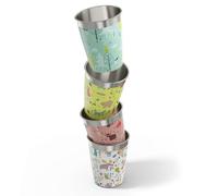 Sigg Children's Stainless Steel Cup Set (4 x 0.35 L), Drinking Cups for Kids in 4 Colorful Designs for Boys and Girls, Practical Childrens Cups for at Home and on The Go