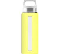 Sigg Dream Ultra Lemon Drinking Bottle (0.65 L), Non-Toxic and Heat-Resistant Drinking Bottle, Leak-proof Glass Drinking Bottle with Silicone Case