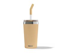 Sigg Helia Travel Mug, Double-Walled Insulated Thermal Cup with Glass Straw, Leakproof Stainless Steel Tumbler for Hot and Cold Drinks