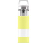 Sigg Hot & Cold Thermal Water Bottle (0.4 L), Pollutant-Free and Insulated Thermos Flask, Thermal Glass Bottle with Silicone Shell, Ultra Lemon,8788.50