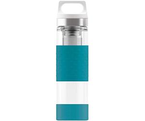 SIGG Hot & Cold Thermal Water Bottle (0.4 L), Pollutant-Free and Insulated Thermos Flask, Thermal Glass Bottle with Silicone Shell
