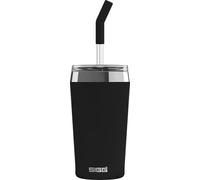 SIGG - Insulated Mug - Travel Mug Helia Peaceful Black - with Reusable Glass Straw & Cleaning Brush - Leak-Proof - BPA-Free - 18/8 Stainless Steel - Black - 0.45 L