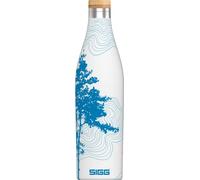 SIGG - Insulated Water Bottle - Meridian - Leakproof - Extra Slim - BPA Free - Plastic Free - Double Walled 18/8 Stainless Steel - Bamboo Screw Top - White - 0.5 L