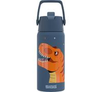 SIGG - Kids Insulated Water Bottle - Shield Therm FLIP T-Rex - Leak-Proof - Dishwasher Safe - BPA-Free - 90% Recycled Stainless Steel - Sport & School - Blue with Dinosaur - 0.5L