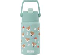 Sigg - Kids Stainless Steel Water Bottle - Shield FLIP Funny Fox - Leak-proof - Featherlight - BPA-free - Sport & School - Mint Green with Foxes - 0.5L