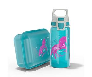 Sigg - Kids Water Bottle 0.5L & Lunchbox 1L - Viva Unicorn Gift Set - Lightweight - Dishwasher Safe - BPA Free - Ideal For School - Blue